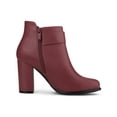 thumbnail image 3 of BLISSFUL STEP Women's Round Toe Circle Buckle Block High Heel Ankle Boots, 3 of 7