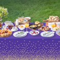 thumbnail image 3 of Purple and Gold Dot Tablecloth - 6 Pcs 54 × 108 Inches Purple and Gold Dot Disposable Tablecloth, Rectangle Waterproof Plastic Table Cloths for Outdoor Picnic, Birthday, Party, Baby Shower, 3 of 4