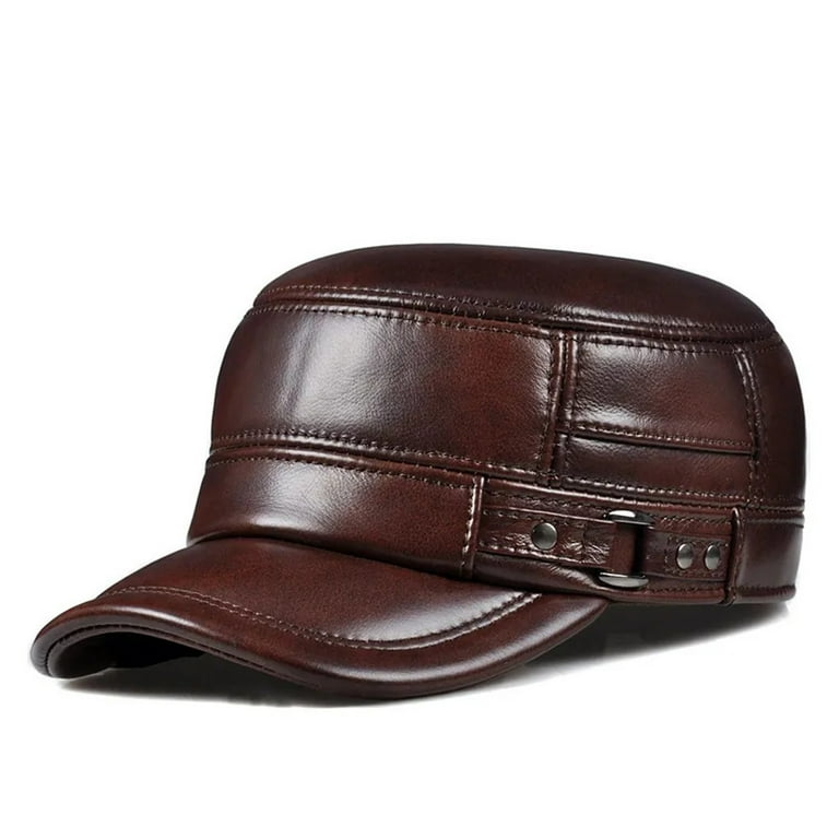 Baseball Cap Leather Hat Styles Men's Real Leather Baseball Cap