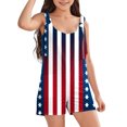 thumbnail image 1 of Girls' Casual Comfortable And Breathable Independence Day Print Jumpsuit, 1 of 5