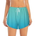 thumbnail image 2 of Xecao Teal Turquoise for Double-layer Running Short for Women, Perfect for Gym, Tennis, and More, Featuring a Convenient Pocket-Small, 2 of 7