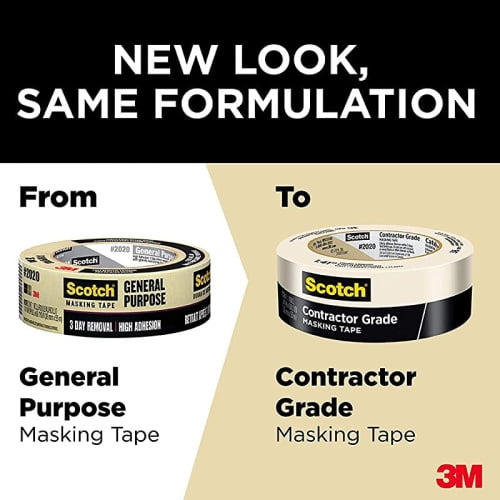 3M 2020-48EP3 1.88" x 60.1yd (48mm) Scotch Contractor Grade Masking Tape (3pk)