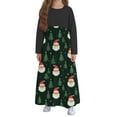 thumbnail image 4 of Robes Graphiques à Manches Longues pour Filles, Col Rond, Spandex, Vacances Joyeuses, Noël, Décontracté, Maxi, Été Automne, Vêtements 2025, Coupe Régulière, 13 Ans, 4 of 6