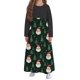 thumbnail image 3 of Vestido de manga larga con cuello redondo para niña, estampado navideño, manga larga, cuello redondo, bolsillos, falda larga informal para adultos, vestido de poliéster para niña., 3 of 5