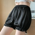 thumbnail image 5 of Satin  Short Pants Stretchy Ice Silk Underpants Seamless Safety Pants Lace Safety Pants Dress Shorts Boxer Shorts Ruffled Anti-exposure Panties Summer Women's Panties BLACK L, 5 of 8