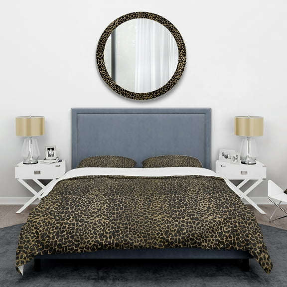 Designart 'Leopard Fur Safari V' Mid-Century Modern Duvet Cover Set