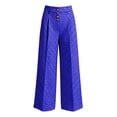 thumbnail image 4 of Women's Gingham Plaid Wide Leg Pants High Waist Casual Loose Trousers with Pockets for Daily Work Wear Trendy Street Outfit Blue, 4 of 5
