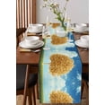 thumbnail image 2 of Yellow Tree Leaves Burlap Cotton Table Runner 13x60 Inches Long, Gradient Blue Sky Retro Watercolor Farmhouse Table Runners, Outdoor Dining Tablecloths Decor for Baby Shower/Party/Wedding, 2 of 6