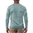 thumbnail image 4 of Men's V-Neck Long Sleeve Shirts in Solid Color with Textured Dressy Sweater Blouse Design for Fall Fashion 2025, Loose Outfits and Casual Wear,Mint Green,M, 4 of 4