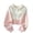 Pink, variant on Women's Hoodies Casual Soft Color Block Elastic Rib Knit Cuffs Button Down Cropped Loose Cute Sweater Jacket with Drawstring Hood Blue XL