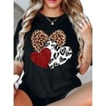 thumbnail image 1 of Versatile Wear, Valentine's Day Love Heart Graphic Tee - Plus Size, Short Sleeve, Crew Neck, Stretchy Polyester Blend, Machine Washable - Casual Women's Fashion Tee For Adult, Men, Women, Teen, Teena, 1 of 5