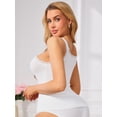 thumbnail image 2 of DARING DIVA Women's Slim-Fit Lace Trim Camisoles Ribbed U Neck Tank Top Small White, 2 of 6