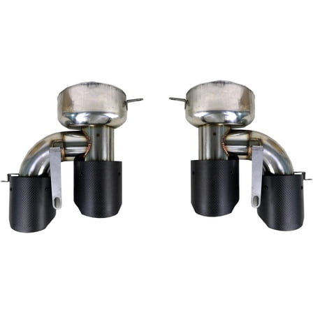 ECP-AUTOTEILE fit for 18-22 Accord X CV1 CV2 4DR Double-walled Quad End Exhaust Tip Pipe Carbon Fiber Look Clamp-on Design ACR