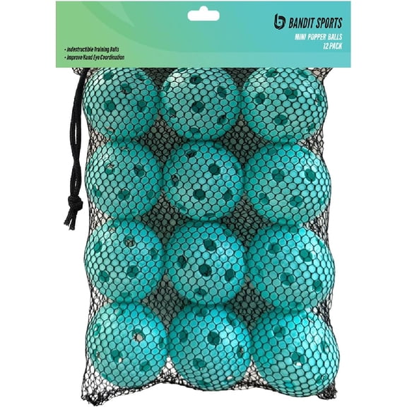 Bandit Sports Mini Popper Balls, 12-Pack, 1.5" Baseball & Softball Hand-Eye Coordination and Reaction Training Balls