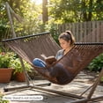 thumbnail image 5 of Gymax Caribbean Hammock for Outside 10 ft Double Hammock w/ Spreader Bar for Patio Brown, 5 of 10