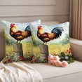 thumbnail image 2 of Vintage Rooster Pillow Covers 2 Pack Red Wildflower Floral Animals Pastoral Farmhouse Country Pillowcase Waterproof Outdoor Throw Pillow Cover for Patio Garden Square Cushion 24”x24”, 2 of 9