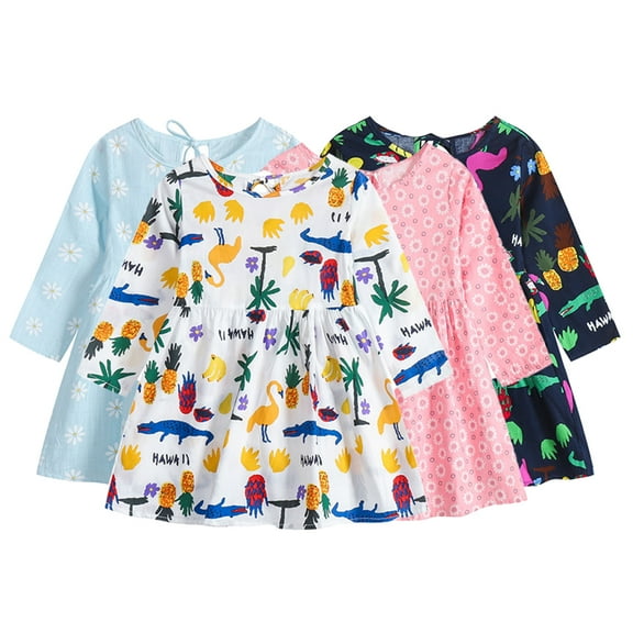 Esaierr Girls Spring Fall Floral Dress Long Sleeve Printed Princess Dress Twirly Cute Casual Dress for Kids Baby Toddler Dress Clothes 6M-6Y