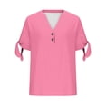 thumbnail image 7 of Sexlip Womens Swimsuit Set Button Front V Neck Cover Up Design Short Sleeve Loose Silhouette Lightweight Fabric for Beach Vacations Pink S, 7 of 7