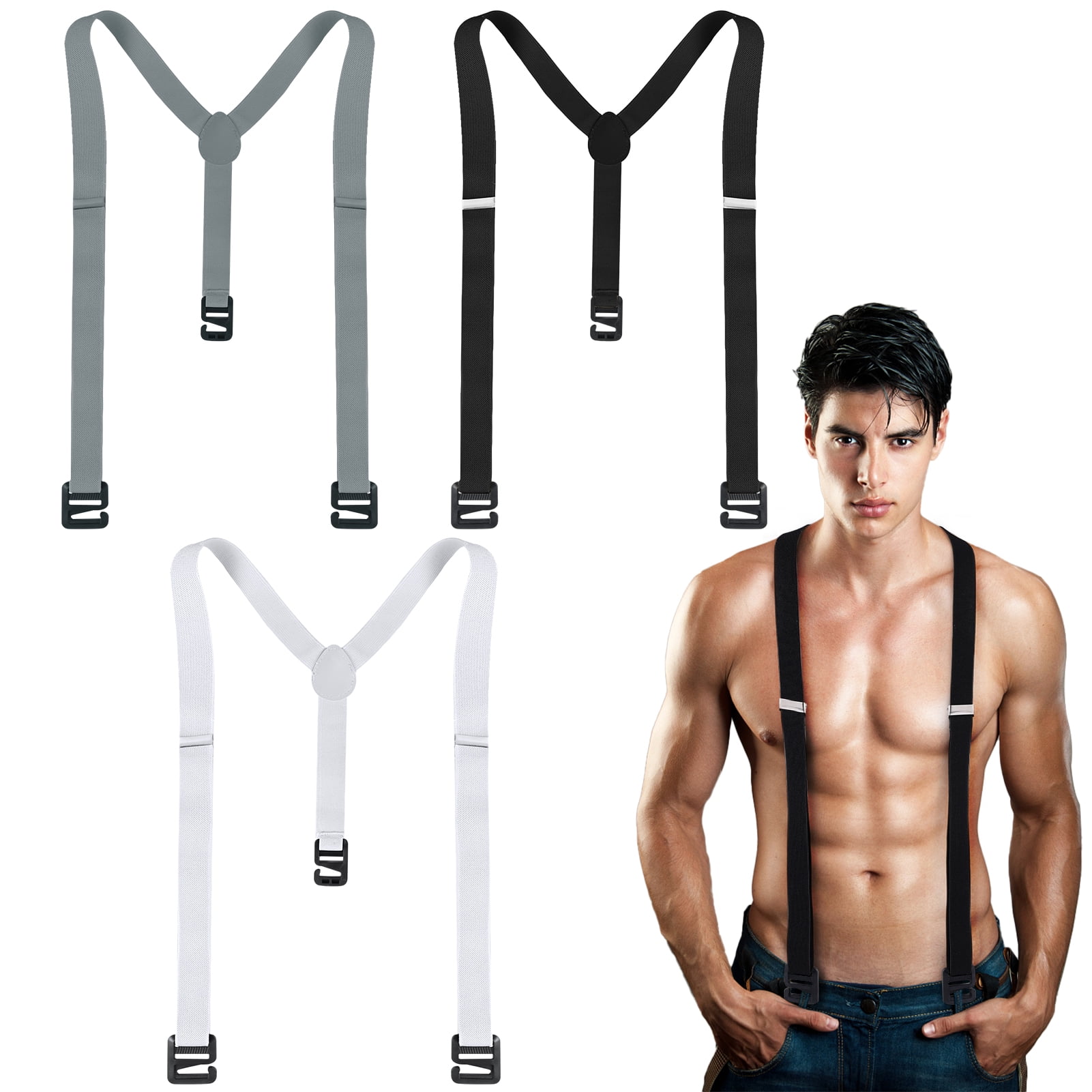 Armscye 3 Pcs Hidden Suspenders for Men Women, XL 49inch Fitted Men's Hidden Suspenders for