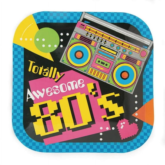 80'S Party Dessert Plates - Party Supplies - 8 Pieces
