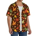 thumbnail image 4 of KLL Autumn Leaves Print Men's Shirt Short Sleeve Button Down Summer Cuba Beach Shirts- Small, 4 of 7