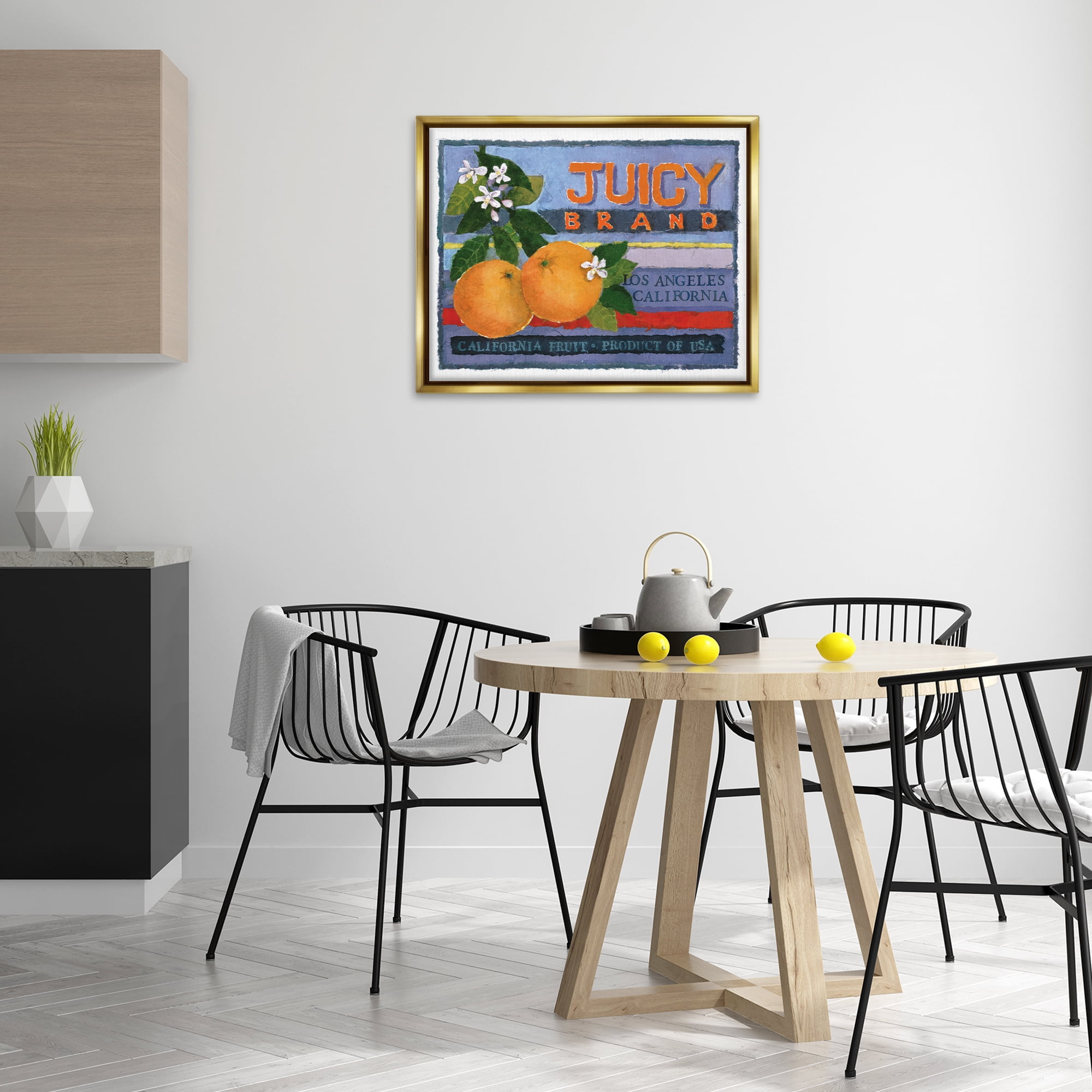 Stupell Industries Juicy Brand Oranges Food & Beverage Painting Gold Floater Framed Art Print Wall Art, 31 x 25