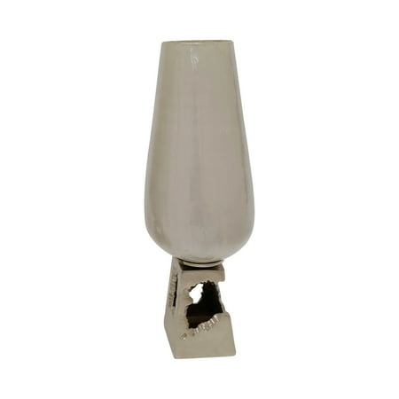 Sagebrook Home Glass 19 h Vase with Metal Base Pearl White