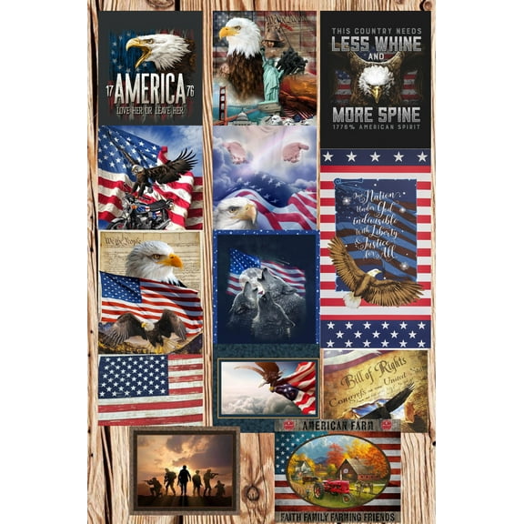Assorted Patriotic Panel Flat Fold Assortment Bundle Cotton Fabric