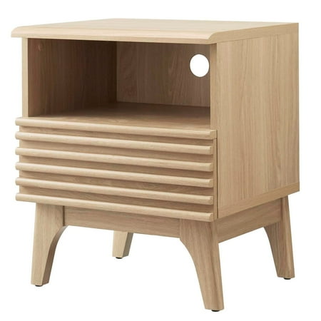 Nightstand Side End Table Brown Oak Wood Mid Century Bedroom Living Modern Contemporary HB35736