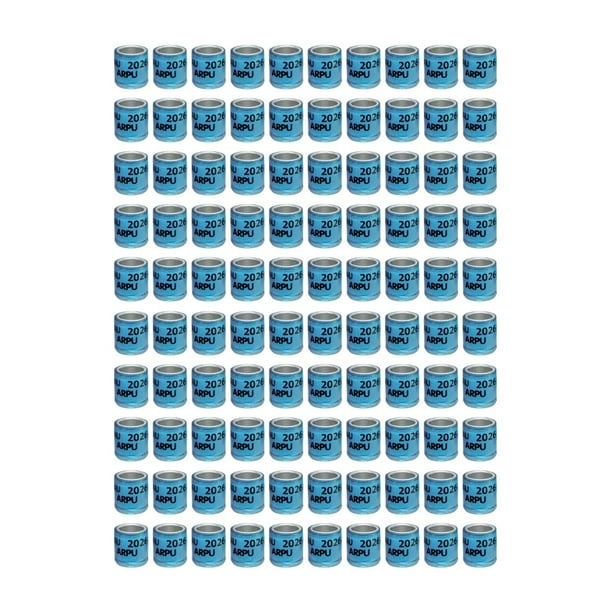 100 piezas de anillos de aluminio para patas de paloma, para pollo, pato y canario. América azul