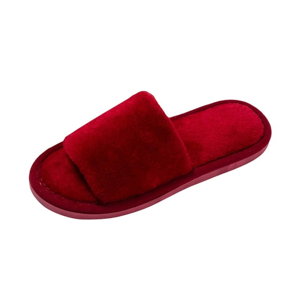 EYWGYA Chaussures pour Femmes Automne/hiver, Pantoufles pour Femmes Pantoufles Décontractées Polyvalentes et Chaudes à 1 Bride, Bout Ouvert, Pantoufles Duveteuses Élégantes pour l'Automne et l'Hiver, Sandales d'Intérieur à Semelle Épaisse