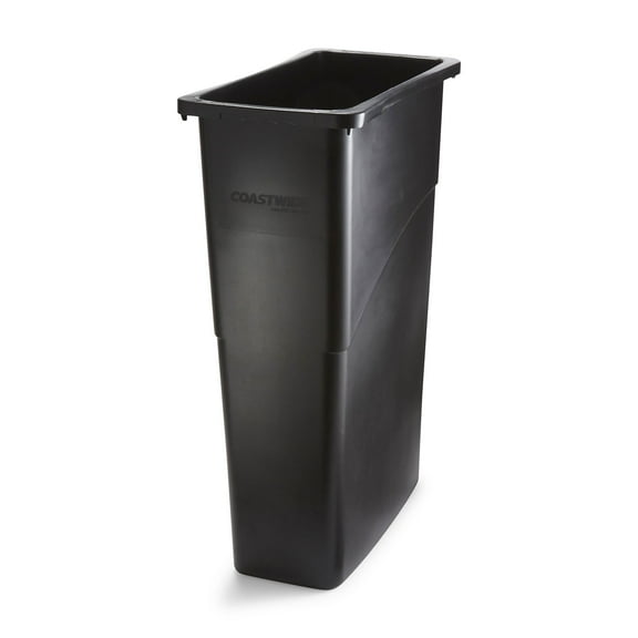 Staples Coastwide Professional Slim Plastic Trash Can with no Lid Black 23 Gal. (CW50718)