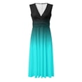 thumbnail image 5 of B91xZ Robes d'Été pour Femmes Décontractées Sans Manches Col Rond Taille Élastique Robe Midi à Volants, Bleu S, 5 of 5