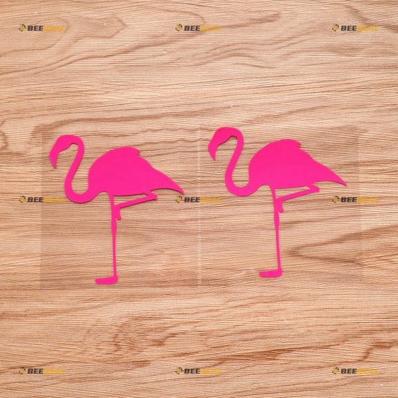 Flamingo Sticker Decal Vinyl - 2 Pack Hot Pink 4" - For Car Boat Laptop Cup No Background Die-cut