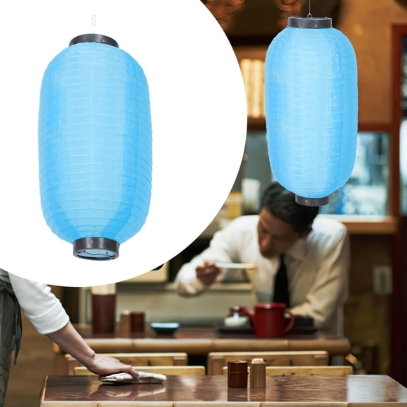 HEATSHAKING Hanging Pendant Lantern Silk -blue Restaurant Decor Japanese Style 2Pcs
