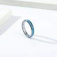 thumbnail image 4 of PAMTIER Men's 4mm Tungsten Steel Classic Dome Thin Stackable Synthetic Turquoise Gemstone Inlay Pinky Ring Wedding Band Matching Set Silver Size 5, 4 of 7