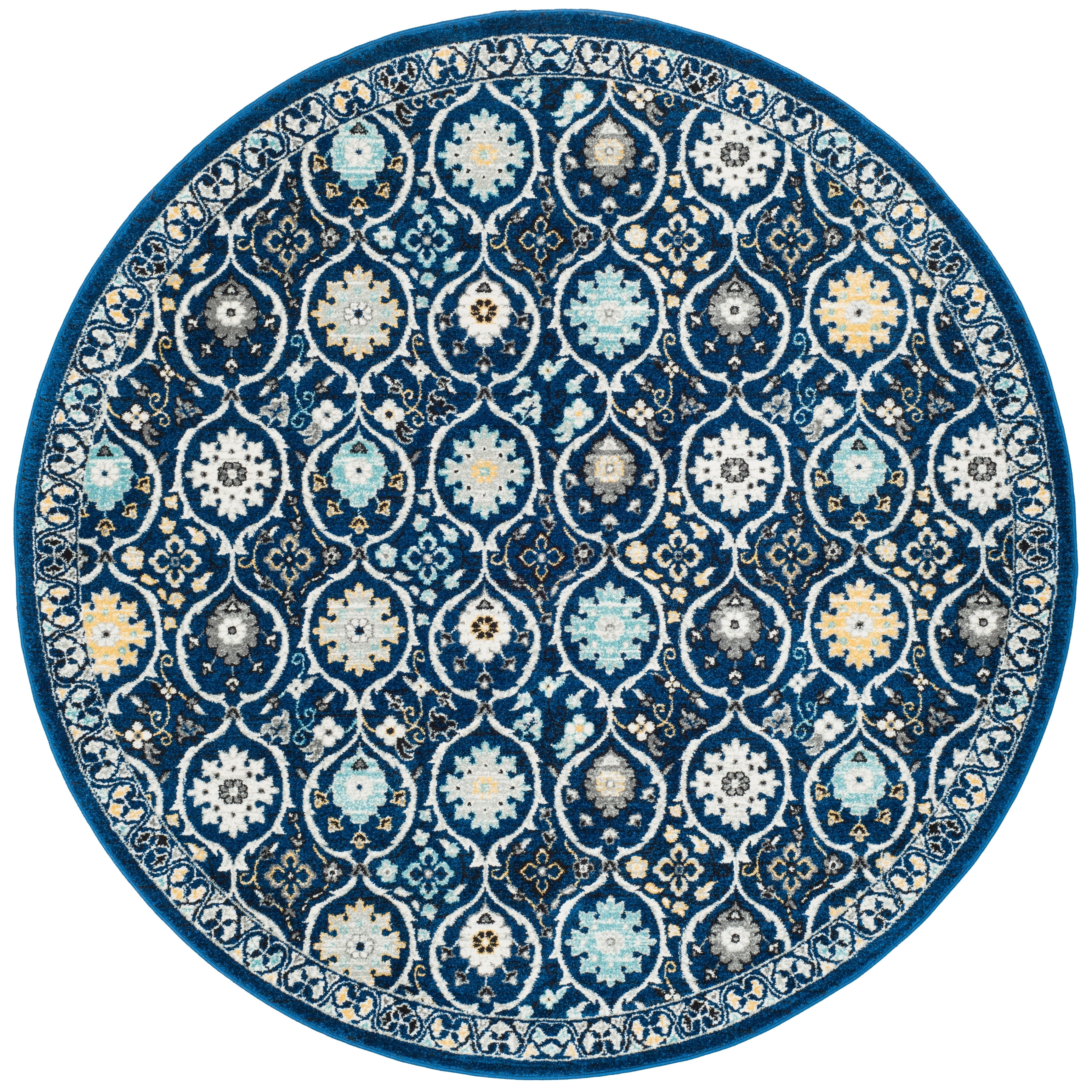 Safavieh EVOKE, ROYAL / IVORY, 6'-7" X 6'-7" Round, Area Rug, EVK210A-7R