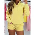 thumbnail image 3 of Womens 2 Piece Sweatsuit Outfits Half Zip Hoodie Sweat with Shorts Pockets Lounge Winter Tracksuit Wear Matching Set, 3 of 5