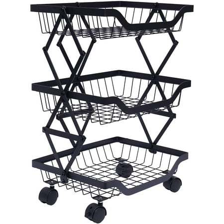 

Miumaeov Stackable Metal Fruit Vegetable Basket Rack Storage with Wheels Wire Rack Snack Organizer for Kitchen Pantry Laundry Room Dining Room Bathroom