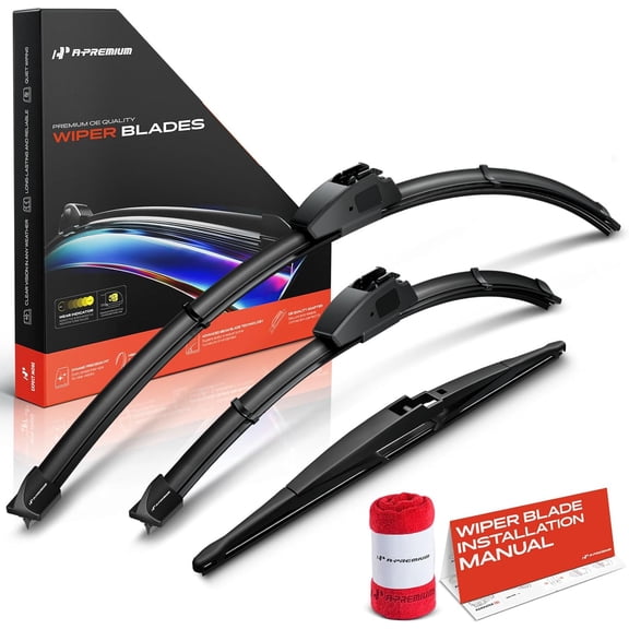 A-Premium Windshield Wiper Blades Compatible with Hyundai Tucson, Nexo & Mazda CX-7 - Front Rear Wipers Blade Set for 26"/16"/14", Hook/RL2 Arm Connector, with Wear Indicator & Towel (Pack of 3)