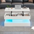 thumbnail image 4 of Noble House Modern Coffee Table with LED & Hydraulic Lift Hidden Storage,Multifunctional Table for Living Dining Office,White, 4 of 18
