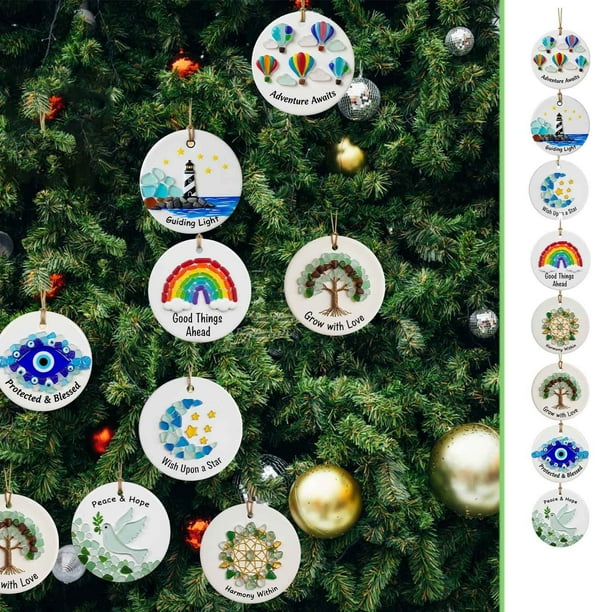 Adorno de recuerdo de la amistad de vidrio marino en forma de corazón - Decoración colgante de acrílico para árbol de Navidad, hogar, regalo