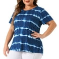thumbnail image 2 of DARING DIVA Women's Plus T-Shirts Round Neck Multi-Color Dye Casual Tops 2X Blue, 2 of 6