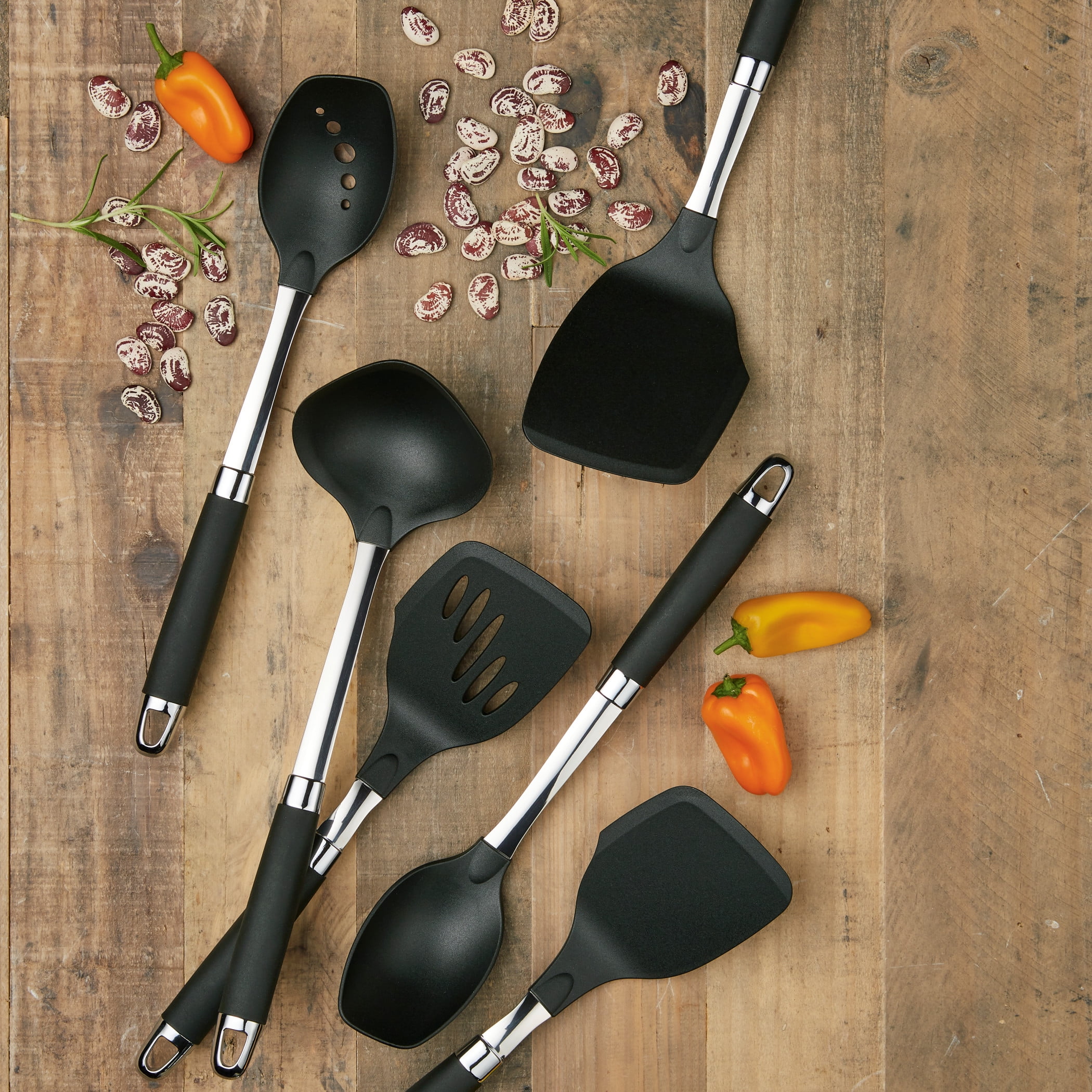 Anolon Suregrip Gadgets Nonstick Utensil Kitchen Cooking Tools Set, 5 Piece, Graphite