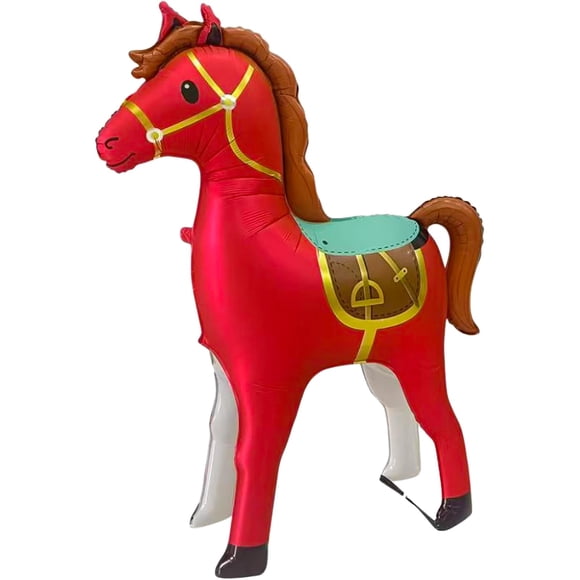 Globo de aluminio DOINIDAMI con forma de caballo de pie en 3D, tamaño grande, 147 cm, color rojo