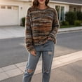 thumbnail image 6 of Turilly Women's Fuzzy Striped Sweater Crew Neck Long Sleeve Cozy Winter Top, 6 of 6