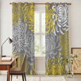 thumbnail image 4 of Yellow Gray Floral Kitchen Curtains 96 Inch Length, Farmhouse Retro Abstract Flowers Art Grommet Top Bedroom Living Room Curtains, Light Filtering Cafe Curtain Drapes 2 Panels Set 104''x96'', 4 of 9