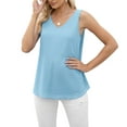 thumbnail image 4 of Asklazy Women's Summer Sleeveless Chiffon Blouse Business Casual Tank Flowy Tops for Women,US Size,Light Blue,L, 4 of 10