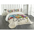 thumbnail image 3 of Ambesonne Retro Quilted Bedspread Set 3 Pcs, Music Graffiti Hip Hop, King Size, Multicolor, 3 of 5