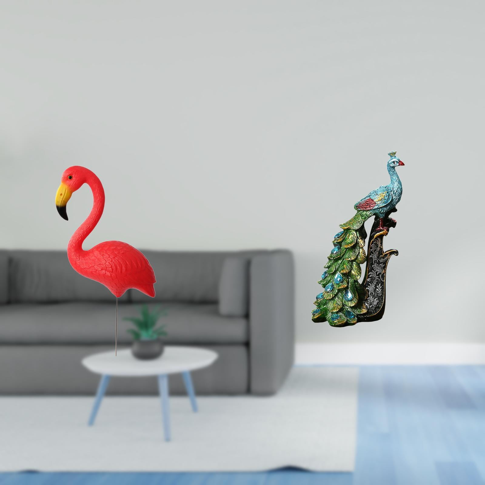 simhoa Flamingo Fairy Garden Stake Sculpture and Peacock Animal Statue Collection Elegant Tabletop Ornament for Holiday Spring Bedroom Office Living Room